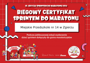 certyfikat za udział w sprincie do maratonu